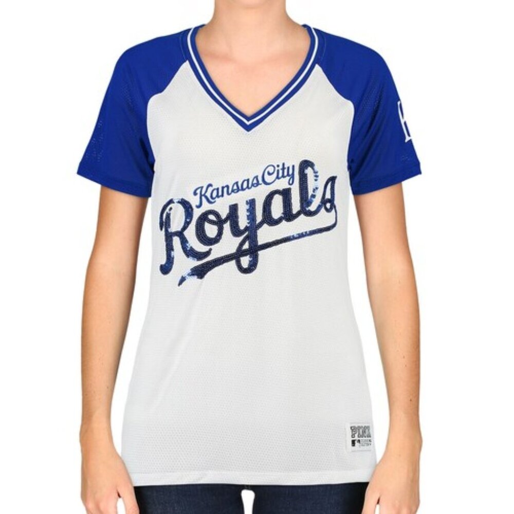 NWT Kansas City Royals PINK by Victoria's Secret Bling Mesh Jersey